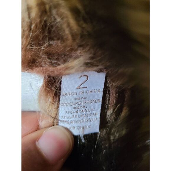 Chico's Open Front Vest Womens Large Brown Sleeveless Collared Faux Fur Thermal - Picture 5 of 7
